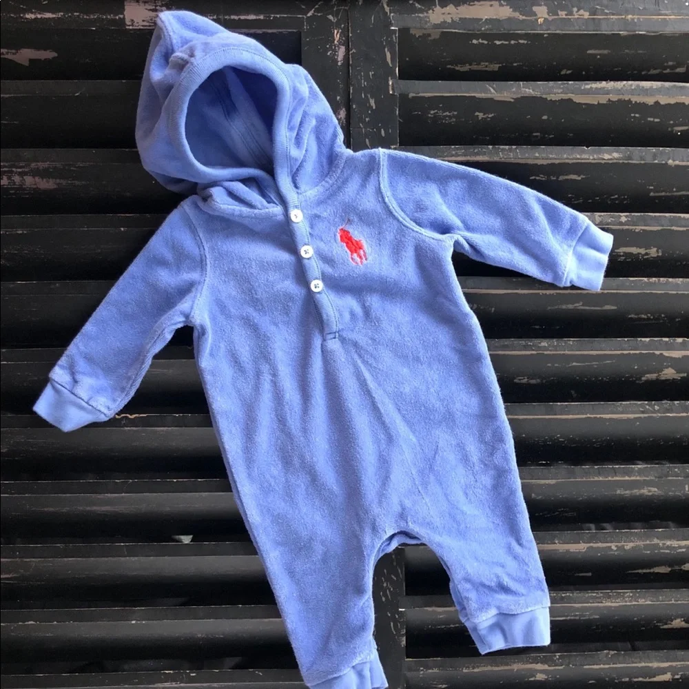 RALPH LAUREN Cotton Blend Terry Hooded Coverall